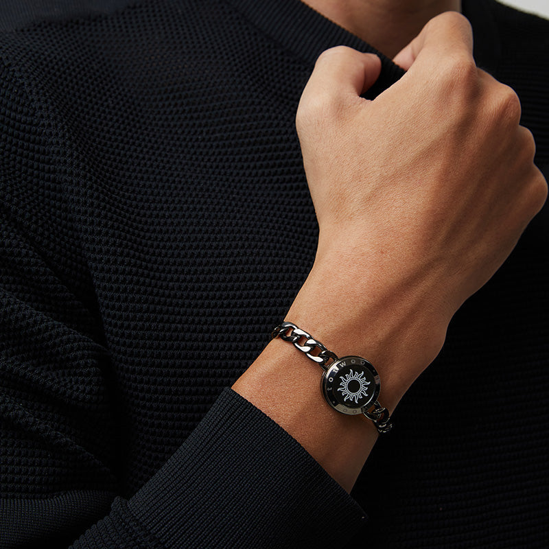 Sun & Moon Touch Bracelets with Figaro Chain