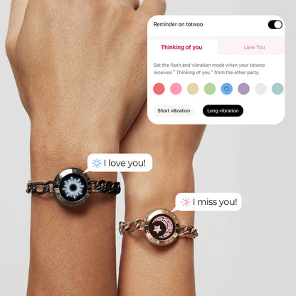 Sun & Moon Touch Bracelets with Figaro Chain