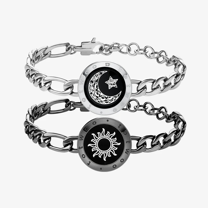 Sun & Moon Touch Bracelets with Figaro Chain