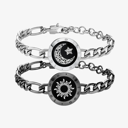 Sun & Moon Touch Bracelets with Figaro Chain