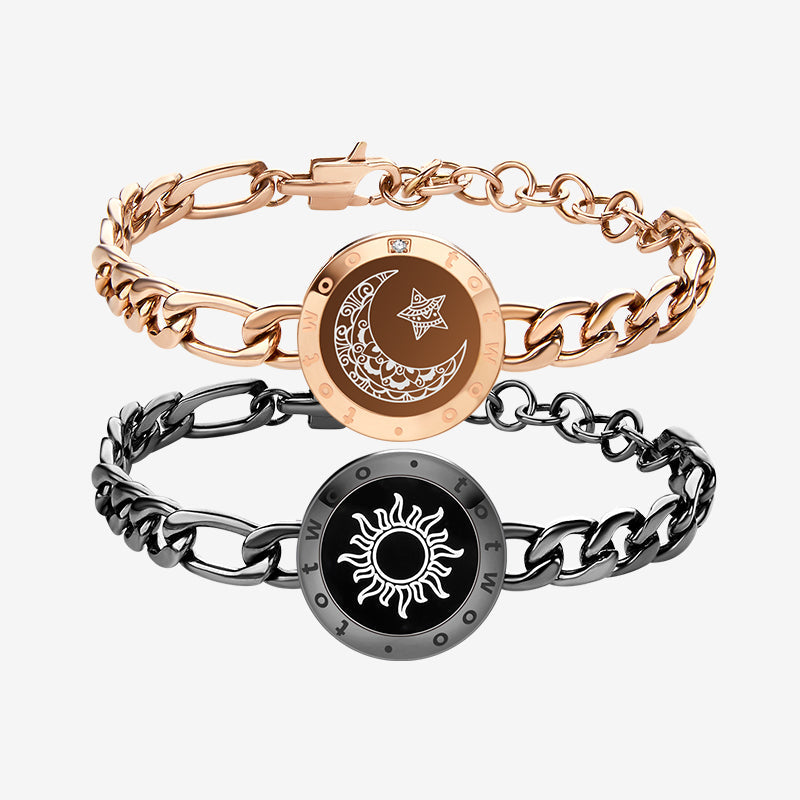 Sun & Moon Touch Bracelets with Figaro Chain