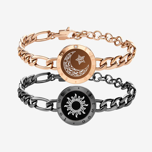 Sun & Moon Touch Bracelets with Figaro Chain